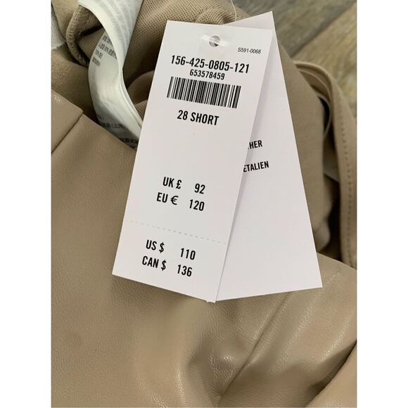 Abercrombie & Fitch Vegan Leather Slim Flare Pants in a Tan/Taupe Color - Picture 12 of 13